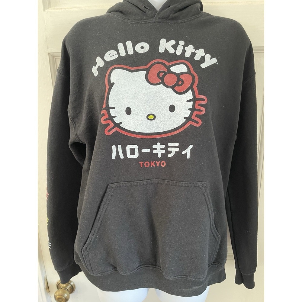 Sanrio Hello Kitty Hooded Sweatshirt Tokyo Black Hooded Long Sleeve Small